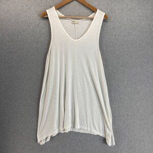 Feather Clothing USA 3‎ / Large White Sleeveless Tunic Tank Asymmetrical Hem